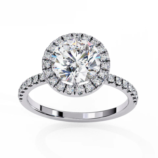 Round Cut Halo Lab Diamond Engagement Ring – Sparkling Elegance