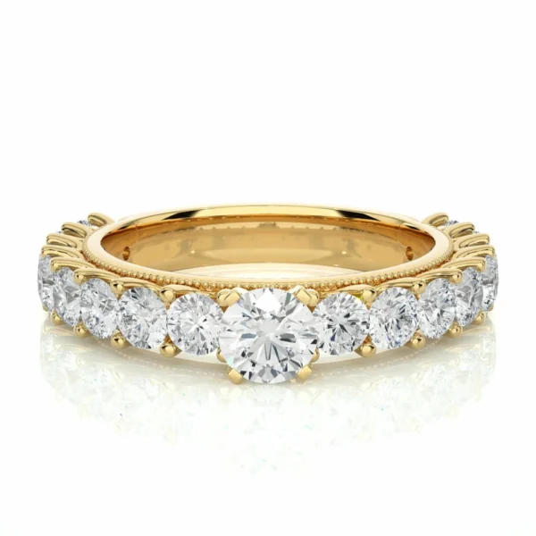 Round Cut Shared Prong Diamond Ring | 925 Silver Brilliance