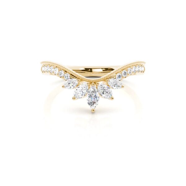 Marquise and Round Cut Diamond Wave Ring in Gold – A Symbol of Grace and Brilliance