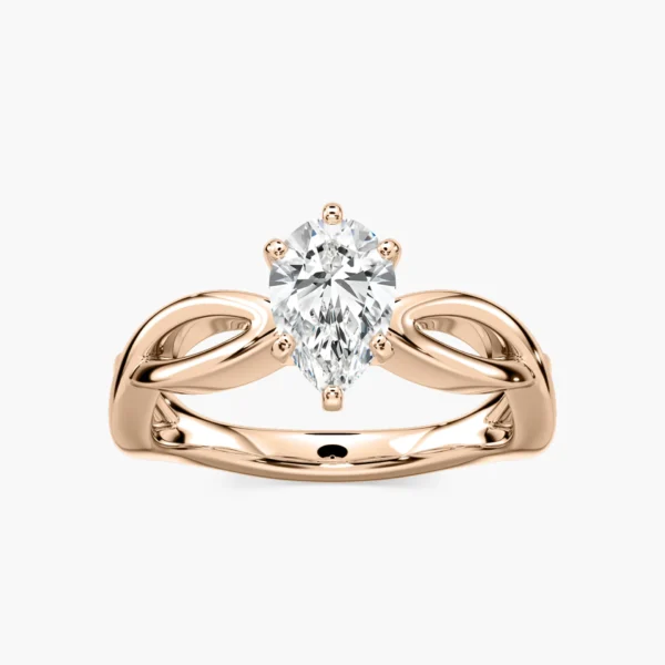 Pear-Cut Moissanite Engagement Ring – Twisted 925 Sterling Silver