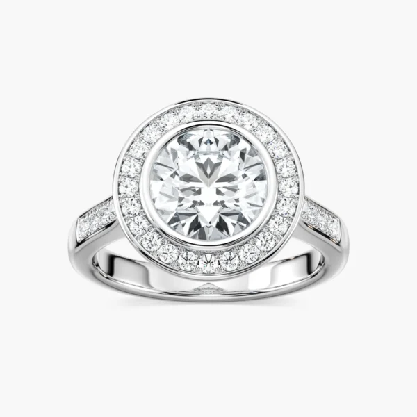 Halo Bezel-Set Moissanite Ring in 925 Silver – Timeless Brilliance