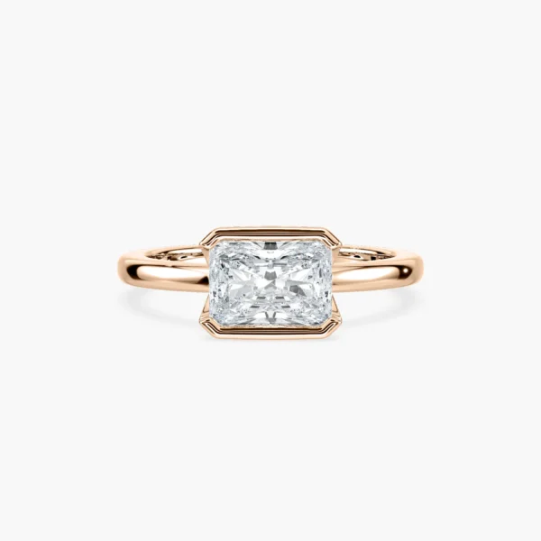 Radiant Cut Bezel Set Moissanite Ring in 925 Sterling Silver - Image 2