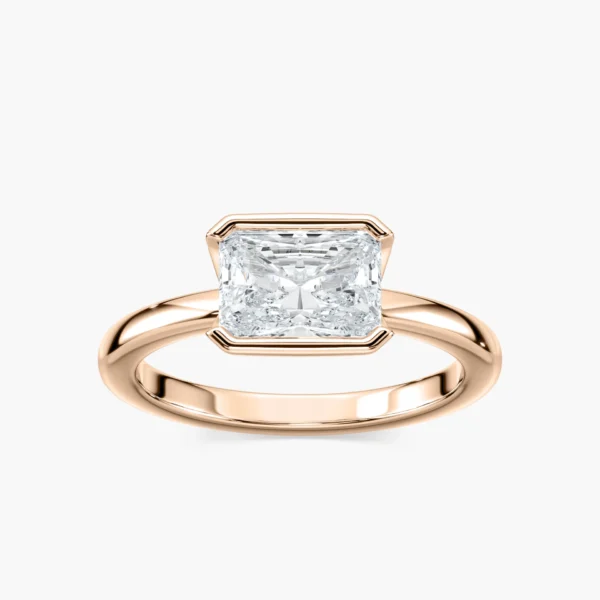 Radiant Cut Bezel Set Moissanite Ring in 925 Sterling Silver