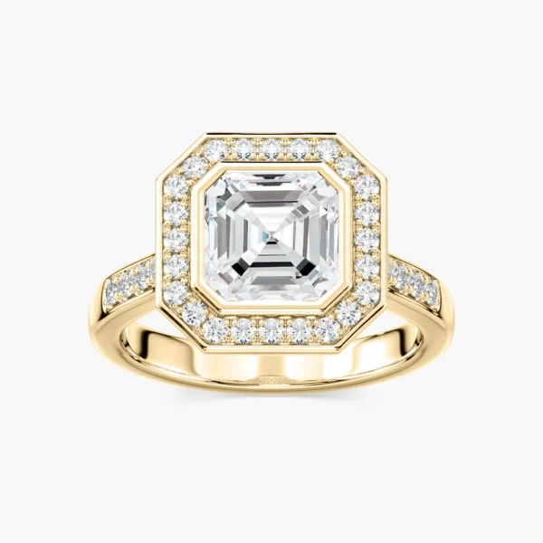 Vintage Asscher Cut Halo Moissanite Ring | 925 Sterling Silver Elegance