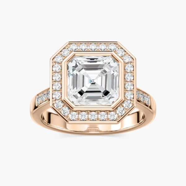 Asscher Cut Halo Moissanite Ring | 925 Silver Vintage Elegance