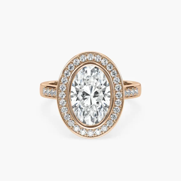 Oval Cut Halo Moissanite Ring in 925 Sterling Silver - Image 2