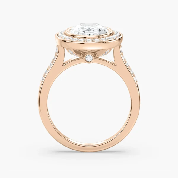 Oval Cut Halo Moissanite Ring in 925 Sterling Silver - Image 4