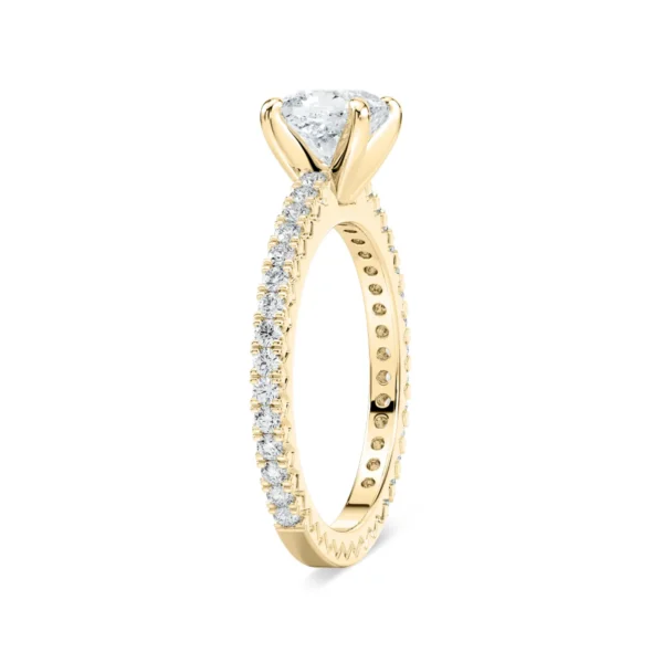 Elegant Solitaire Silver Engagement Ring with Pave Diamond Accents - Image 2