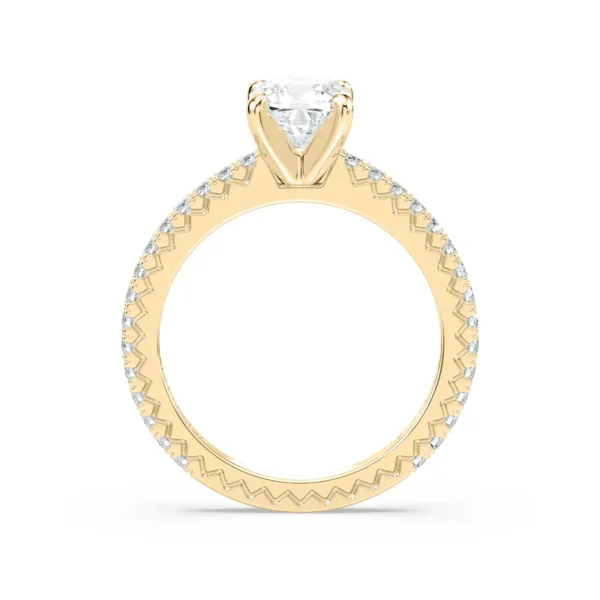 Elegant Solitaire Silver Engagement Ring with Pave Diamond Accents - Image 3
