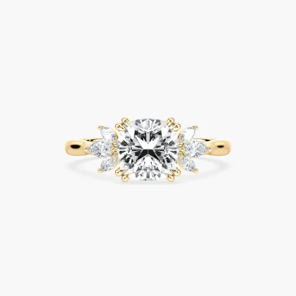 Cushion-Cut Moissanite Floral Engagement Ring – 925 Silver - Image 2