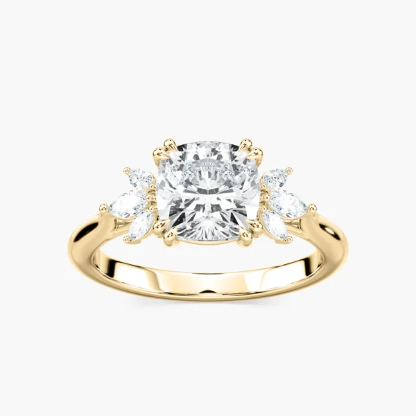 Cushion-Cut Moissanite Floral Engagement Ring – 925 Silver