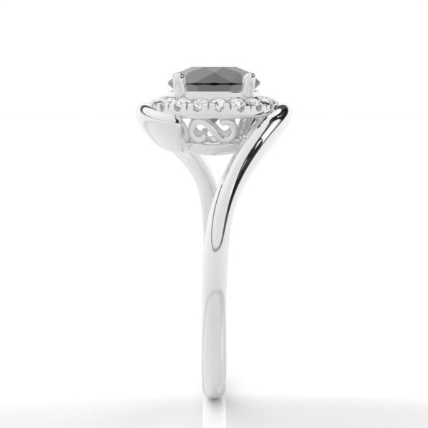 Elegant Black Diamond Halo Ring in 925 Sterling Silver - Image 4