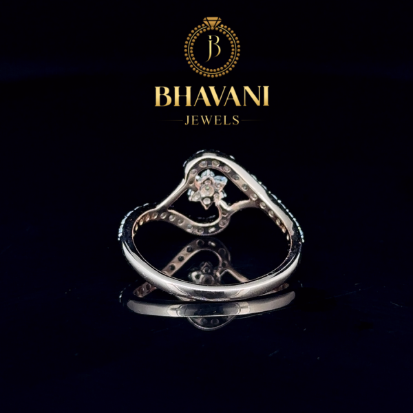 Elegant Floral Wave Diamond Ring – Graceful & Timeless Design - Image 3