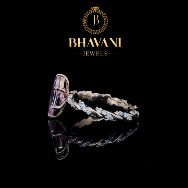 Nature Inspired Diamond Leaf Band Unique Elegance in 925 Silver - Image 3