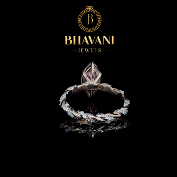 Nature Inspired Diamond Leaf Band Unique Elegance in 925 Silver - Image 4