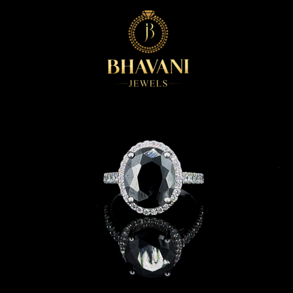 Midnight Majesty Black Diamond Ring – Bold Elegance in 925 Silver