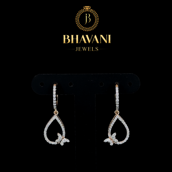 Teardrop Butterfly Diamond Earrings | Nature-Inspired Elegance - Image 2