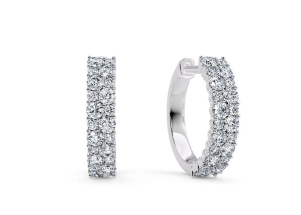 Luxury Double Row Moissanite Hoop Earrings in 925 Silver - Image 2