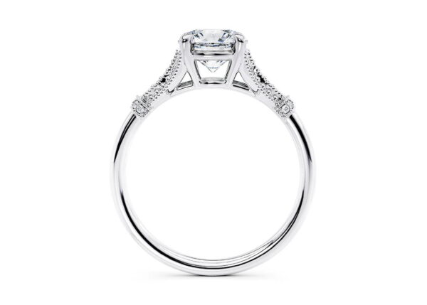 White Gold Vintage Thread Setting Engagement Ring - Image 4
