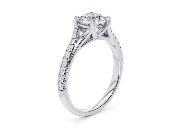 2.00 Ct Round Cut Diamond Pave Band Engagement Ring in White Gold - Image 6