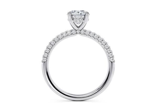 Exquisite Round Cut Diamond Halo Engagement Ring in Sterling Silver - Image 3