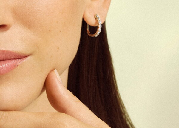 Elegant Moissanite Hoop Earrings| Classic Inside Out Silver Design - Image 3