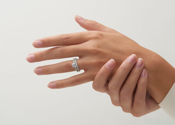 Exquisite Round Cut Diamond Halo Engagement Ring in Sterling Silver - Image 4
