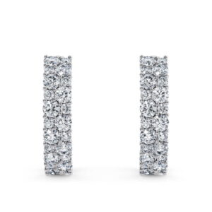 Luxury Double Row Moissanite Hoop Earrings in 925 Silver