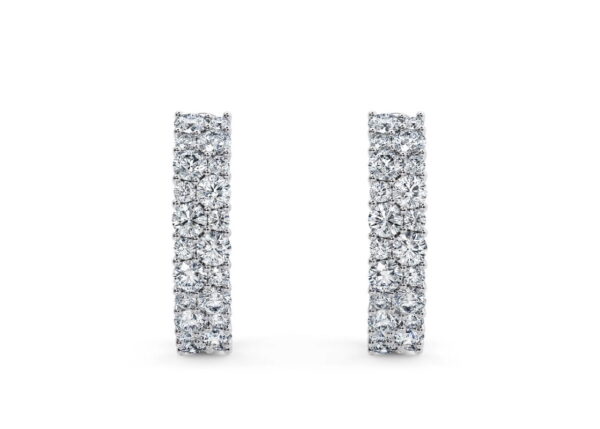 Luxury Double Row Moissanite Hoop Earrings in 925 Silver