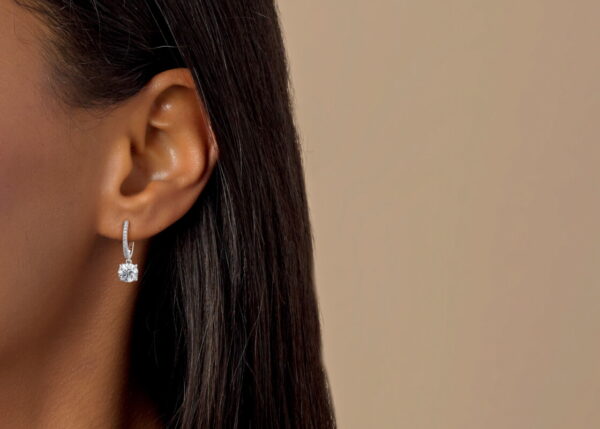 Luxury Moissanite Drop Hoop Earrings | 925 Sterling Silver Elegance - Image 3