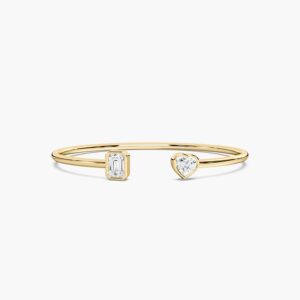 Moissanite Open Bangle Bracelet in 925 Sterling Silver