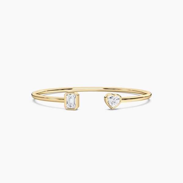 Moissanite Open Bangle Bracelet in 925 Sterling Silver
