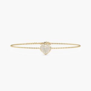 Heart Moissanite Bracelet in 925 Sterling Silver with Gold Finish