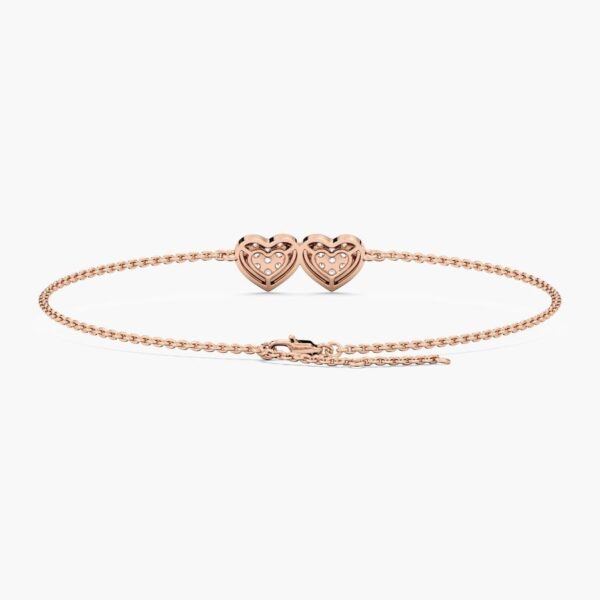 Double Heart Moissanite Bracelet in 925 Sterling Silver with Rose Gold Finish – A Symbol of Love - Image 2