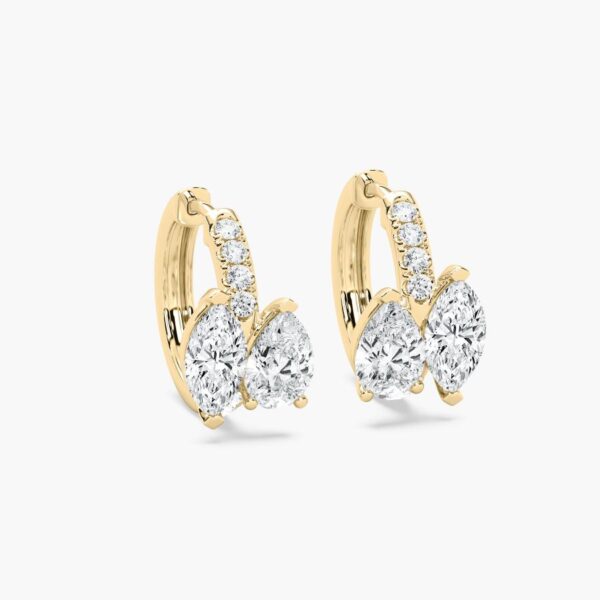 Pear & Marquise Drop Huggie Earrings in 925 Sterling Silver