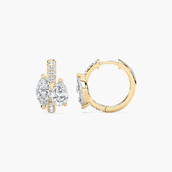Pear & Marquise Drop Huggie Earrings in 925 Sterling Silver - Image 2