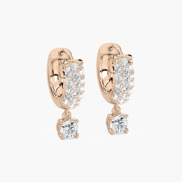 Rose Gold Pave Drop Huggie Earrings in 925 Sterling Silver - Image 2