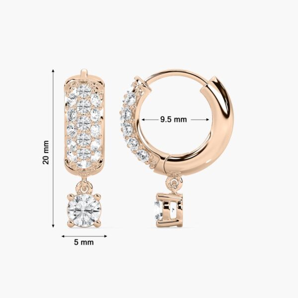 Rose Gold Pave Drop Huggie Earrings in 925 Sterling Silver - Image 4