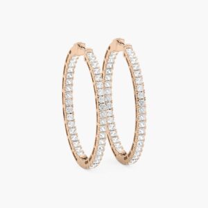 Dazzling Pave Moissanite Hoop Earrings Rose Gold Plated
