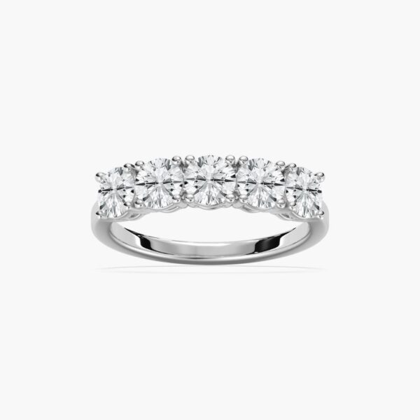 Elegant Silver Seven-Stone Diamond Anniversary Ring – Timeless Sparkle