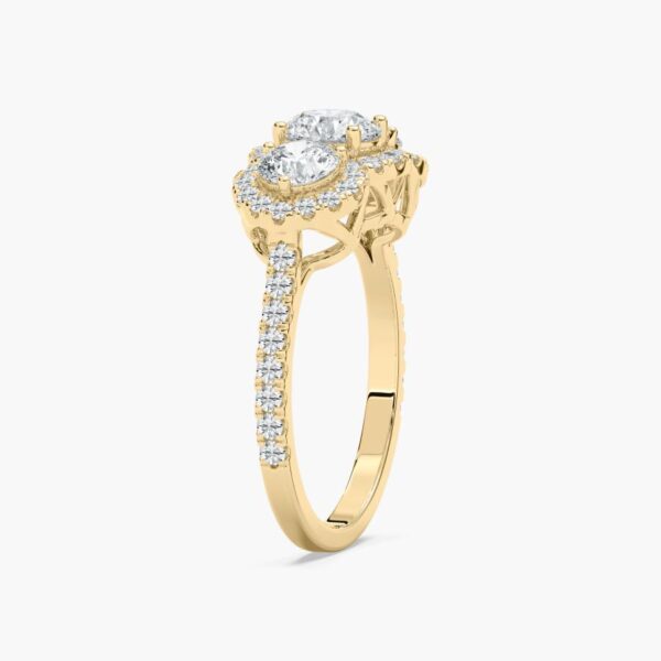 Exquisite Three-Stone Halo Silver Ring | A Symbol of Timeless Love - Image 3
