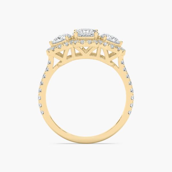Exquisite Three-Stone Halo Silver Ring | A Symbol of Timeless Love - Image 4