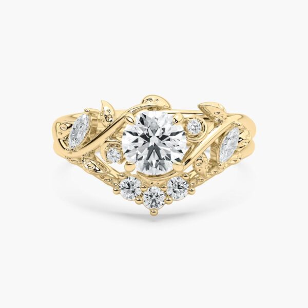 Elegant Gold-Plated 925 Silver Diamond Ring Set – Nature Inspired Design - Image 2