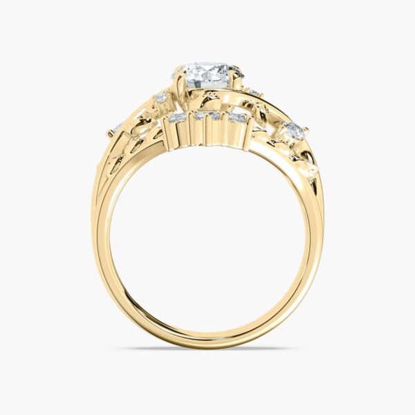 Elegant Gold-Plated 925 Silver Diamond Ring Set – Nature Inspired Design - Image 4