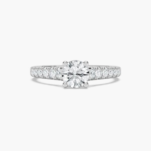 Timeless Solitaire Engagement Ring with Pave Band in 925 Silver - Image 2