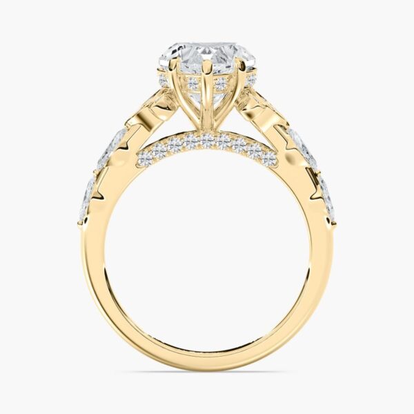 Exquisite Heart-Cut Diamond Floral Ring in 925 Sterling Silver – Gold Plated - Image 2